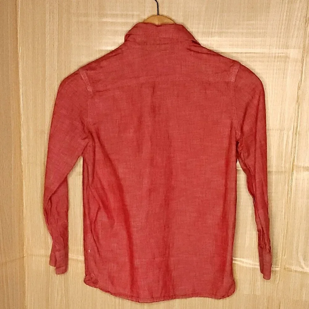 Gap Boys Red Denim Long Sleeve Button Down 8